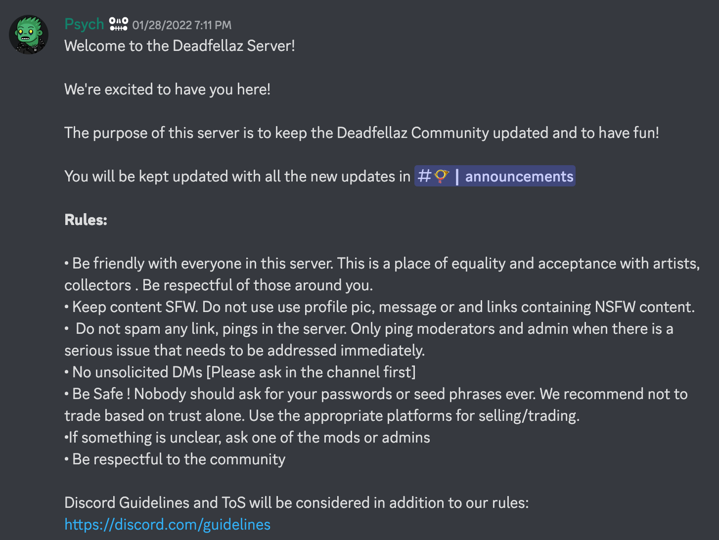 Rules from the DeadFellaz Community