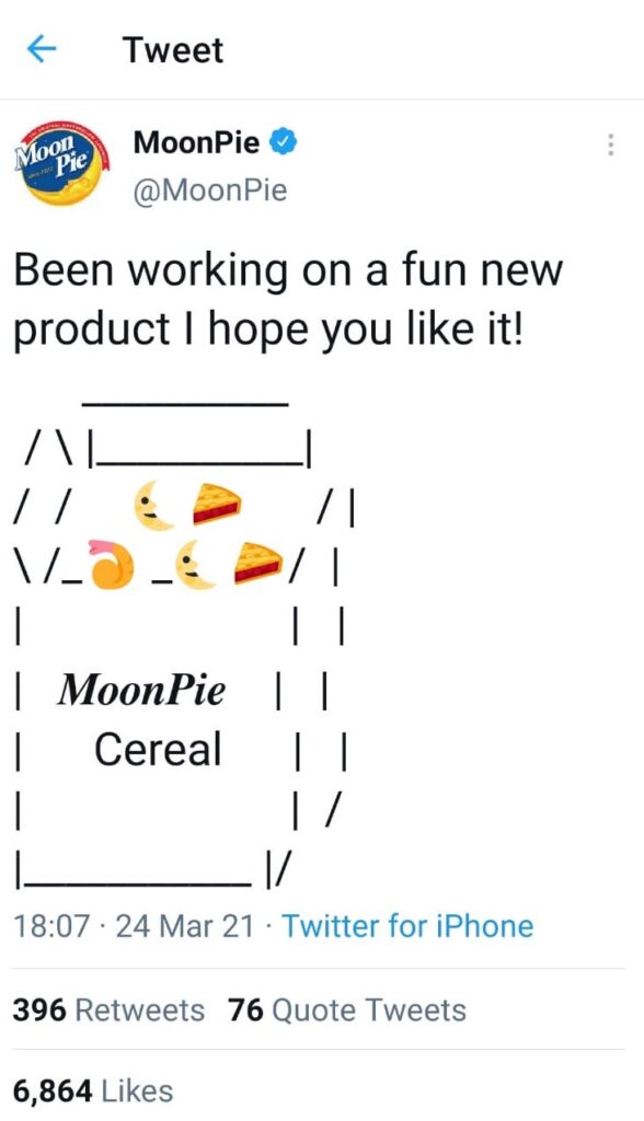 Example of good content on Twitter of brand MoonPie