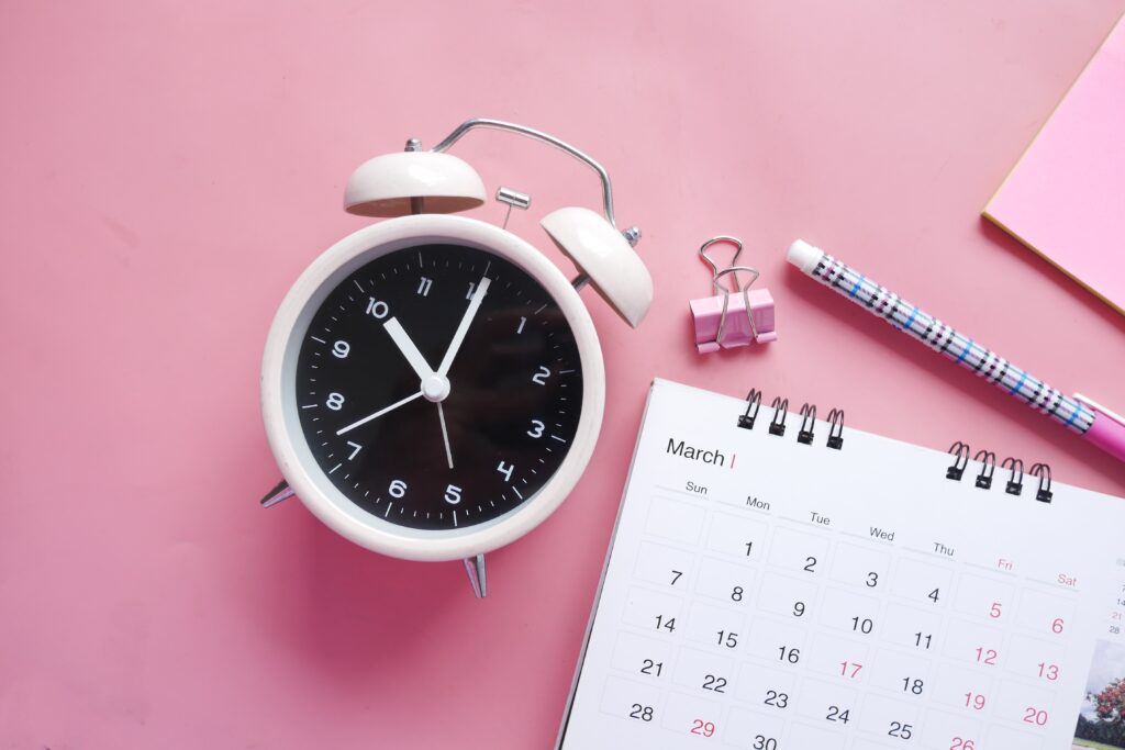 alarm clock and calendar